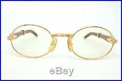 Must DeCartier Giverny Vintage 90s Yellow Frame Wooden Sunglasses 51/20 France