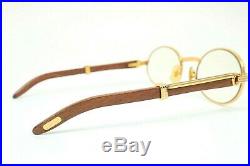 Must DeCartier Giverny Vintage 90s Yellow Frame Wooden Sunglasses 51/20 France