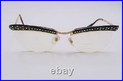 NICE Vintage AMOR 1052 Rx Eyeglasses Frames Gold Black Brown 130mm Jeweled D264