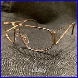 NOS VTG Cottet France Brown Gold Sunglass Club Eyeglass Frame Glasses Big Eye 56