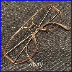 NOS VTG Cottet France Brown Gold Sunglass Club Eyeglass Frame Glasses Big Eye 56