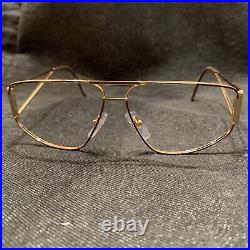 NOS VTG Cottet France Brown Gold Sunglass Club Eyeglass Frame Glasses Big Eye 56