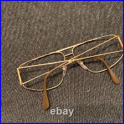 NOS VTG Cottet France Brown Gold Sunglass Club Eyeglass Frame Glasses Big Eye 56