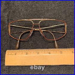 NOS VTG Cottet France Brown Gold Sunglass Club Eyeglass Frame Glasses Big Eye 56