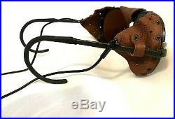 NOS vtg Polo Ralph Lauren ACTIVE 9 brn STEAMPUNK leather SUNGLASSES motorcycle
