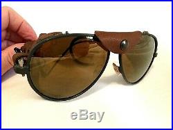 NOS vtg Polo Ralph Lauren ACTIVE 9 brn STEAMPUNK leather SUNGLASSES motorcycle