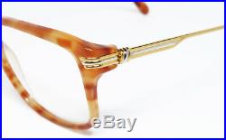 N. O. S. Vintage Eyeglasses Cartier Lumen Jaspe Blonde Tortoise Gold Square Frame