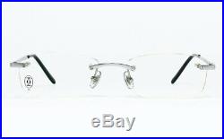 N. O. S. Vintage Eyeglasses Cartier T8100574 Rimless Platine Titanium Frame Santos