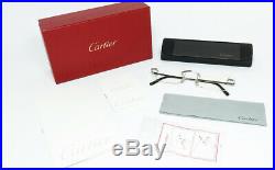 N. O. S. Vintage Eyeglasses Cartier T8100574 Rimless Platine Titanium Frame Santos