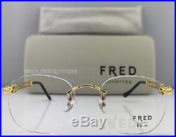 New Custom FRED Vintage Rimless Eyeglasses ARTIMON 22K Yellow Gold F3-53 130mm