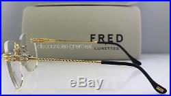 New Custom FRED Vintage Rimless Eyeglasses BEAUPRE 18K Yellow Gold F3-53 135mm