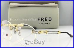 New Custom FRED Vintage Rimless Eyeglasses Futuna 21K Yellow Gold F3-53 125mm
