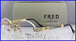 New Custom FRED Vintage Rimless Eyeglasses WALLIS 22K Yellow Gold F2-51