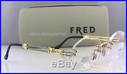 New Custom FRED Vintage Rimless Eyeglasses WALLIS 22K Yellow Gold F2-51
