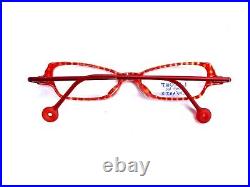 New Jean Lafont Youth Red Clear Plaid Cat Eye Glasses Ritournelle 605 45 15 125