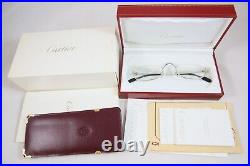 New Nos Vintage Cartier Demi Lune Trinity Platinum Eyeglasses Made In France