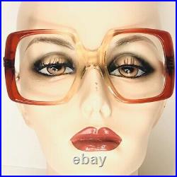 New Vintage 60s 70s Jacques Esterel Oversize Lens Square Brown Eyeglass Frames
