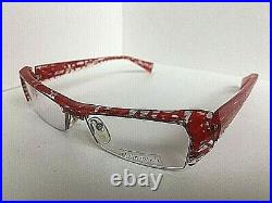 New Vintage ALAIN MIKLI A 0636 76 52mm Red Clear Semi-Rimless Eyeglasses Frame