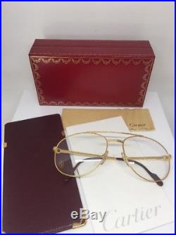New Vintage Cartier Aviator Driver Eyeglasses Gold Plated T8100311 60mm France