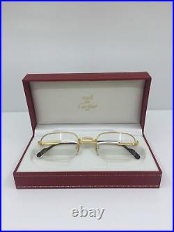 New Vintage Cartier Broadway T8100357 Eyeglasses Semi-Rimless Gold Plate France
