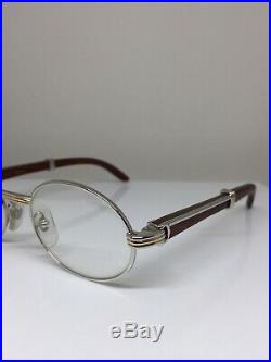 New Vintage Cartier Giverny Eyeglasses Cartier NOS Platinum & Wood T8100259 49mm