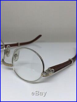 New Vintage Cartier Giverny Eyeglasses Cartier NOS Platinum & Wood T8100259 49mm