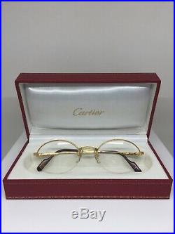 New Vintage Cartier Manhattan T8100354 Eyeglasses Oval Halfrim Gold Plate France