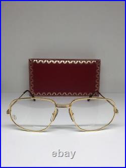 New Vintage Cartier Romance Eyeglasses LC c. Shiny Gold 56-18mm 96517510 France