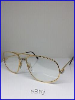 New Vintage Cartier Romance Santos Eyeglasses Gold Plated T8100018 61mm France