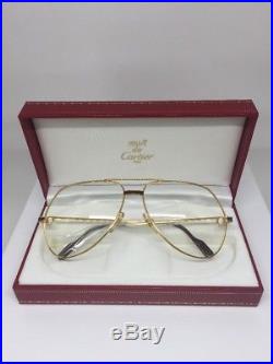 New Vintage Cartier Vendome Laque Bordeaux Large Aviator Eyeglasses Gold Plated