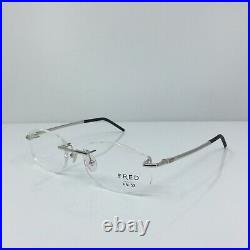 New Vintage FRED Lunettes CUT 008 F4 Rimless Eyeglasses C. 002 Platinum 52-20mm