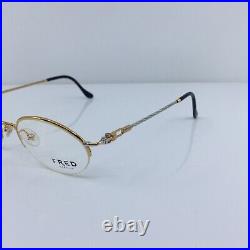 New Vintage FRED Lunettes Comores Eyeglasses Gold Bicolore Made France 48-21mm