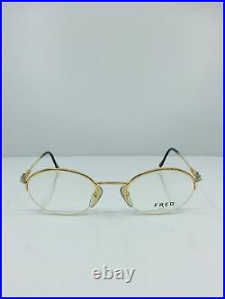 New Vintage FRED Lunettes Comores Eyeglasses Gold Bicolore Made France 50-21mm