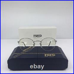 New Vintage FRED Lunettes Grand Largue Eyeglass C. Platinum Platine France 50mm