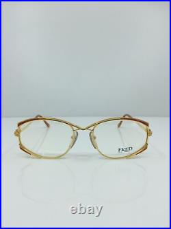 New Vintage FRED Lunettes Paris Eyeglasses Joyau C. 05 Gold with Orange 55-18mm