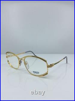 New Vintage FRED Lunettes Paris Eyeglasses Joyau C. Gold & Bleu Ciel 55mm France