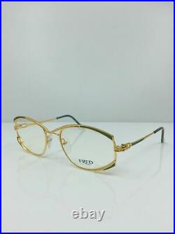 New Vintage FRED Lunettes Paris Eyeglasses Joyau C. Gold with Green 55-18mm France