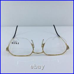 New Vintage FRED Lunettes Shetland Eyeglasses Gold Bicolore Made France 51-20mm