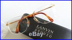 New Vintage Lanvin Gold Angular Square Rimless Eyeglasses