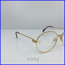 New Vintage Louis Cartier Round Eyeglasses 18K Gold Plated 1980s 55-18mm France