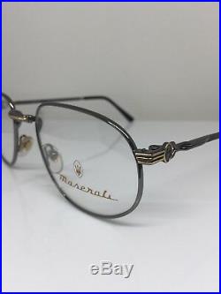 New Vintage Maserati Eyeglasses M. 6213 C. 02 Dark Grey Gunmetal & Gold France