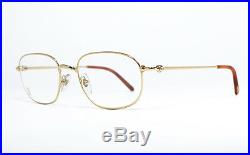 Nos Vintage Eyeglasses Cartier Deimos Gold Silver Tortoise Square Frame Wood