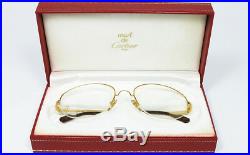 Nos Vintage Eyeglasses Cartier Montaigne Gold Silver Nylor Frame Square Round