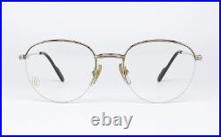Nos Vintage Sunglasses Cartier Colisee T8100233 Chrome Platinum Gold Nylor Round