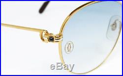 Nos Vintage Sunglasses Cartier Sapphire Louis Gold Gradient Round Frame Vendome