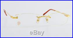 Orig. CARTIER Eye Frame T-EYE L Santos Titanium Gold Rimless T8100596 Full Set