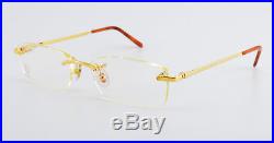 Orig. CARTIER Eye Frame T-EYE L Santos Titanium Gold Rimless T8100596 Full Set