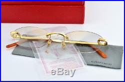 Orig CARTIER Eye Frame mod T-EYE A DIAMOND Santos Titanium Gold Rimless Oval NOS