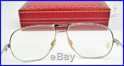Orig NOS c1988 Vintage CARTIER TANK L. C Eyeglasses PLATINE 62-14 L Unworn Luxury