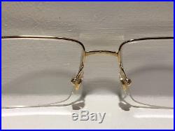 Original Vintage Cartier Rectangular Rimless Eyeglasses Gold Medium